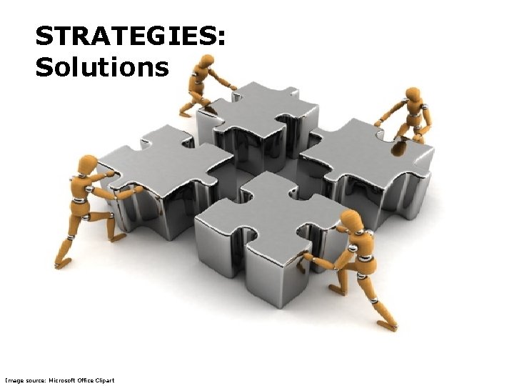 STRATEGIES: Solutions Image source: Microsoft Office Clipart 