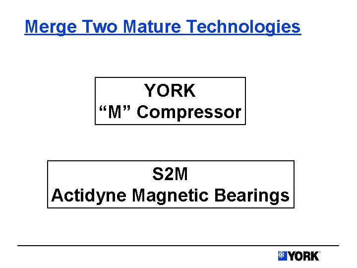 Merge Two Mature Technologies YORK “M” Compressor S 2 M Actidyne Magnetic Bearings 