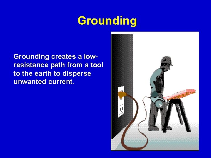 Grounding creates a lowresistance path from a tool to the earth to disperse unwanted