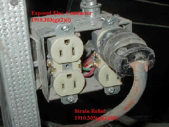 Exposed Elec. Conductor 1910. 303(g)(2)(i) Strain Relief 1910. 305(g)(2)(iii) 37 