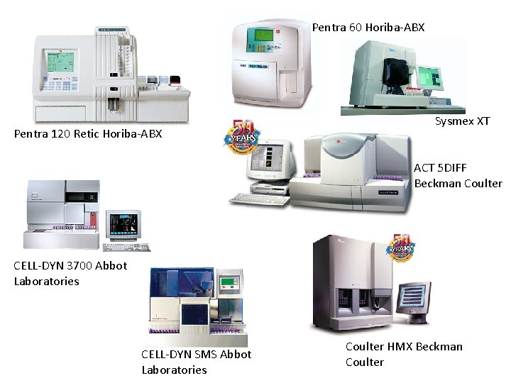 Pentra 60 Horiba-ABX Pentra 120 Retic Horiba-ABX Sysmex XT ACT 5 DIFF Beckman Coulter