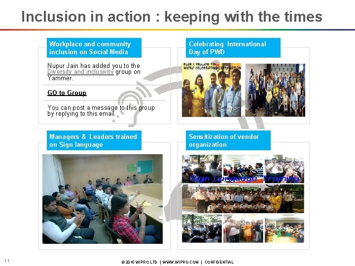 Inclusion in action : keeping with the times Workplace and community inclusion on Social