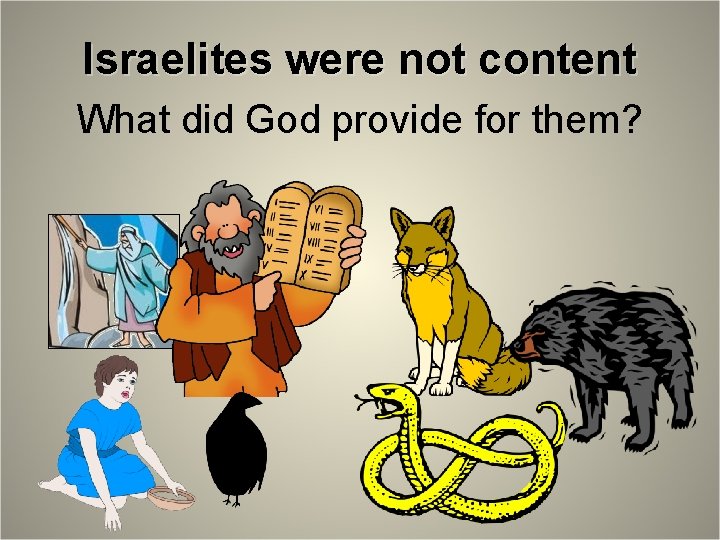 Israelites were not content What did God provide for them? 