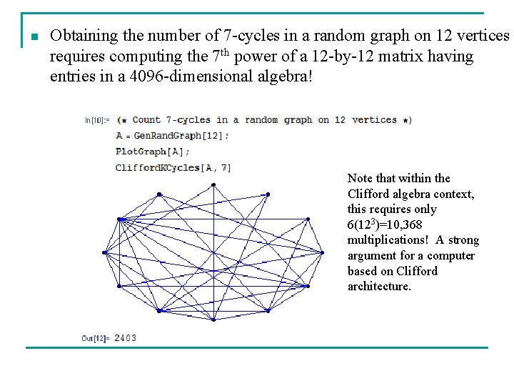 n Obtaining the number of 7 -cycles in a random graph on 12 vertices