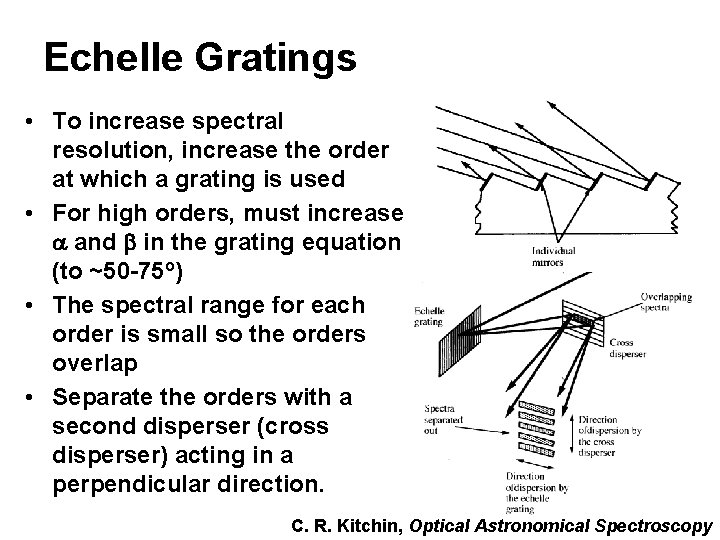 Echelle Gratings • To increase spectral resolution, increase the order at which a grating