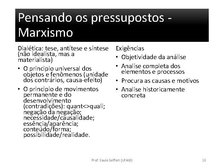 Pensando os pressupostos Marxismo Dialética: tese, antítese e síntese (não idealista, mas a materialista)