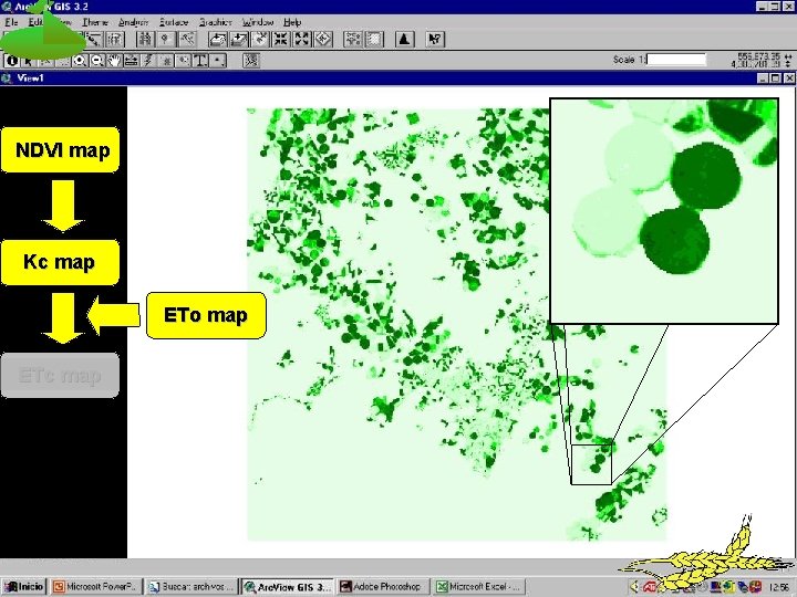 NDVI map Kc map ETo map ETc map 