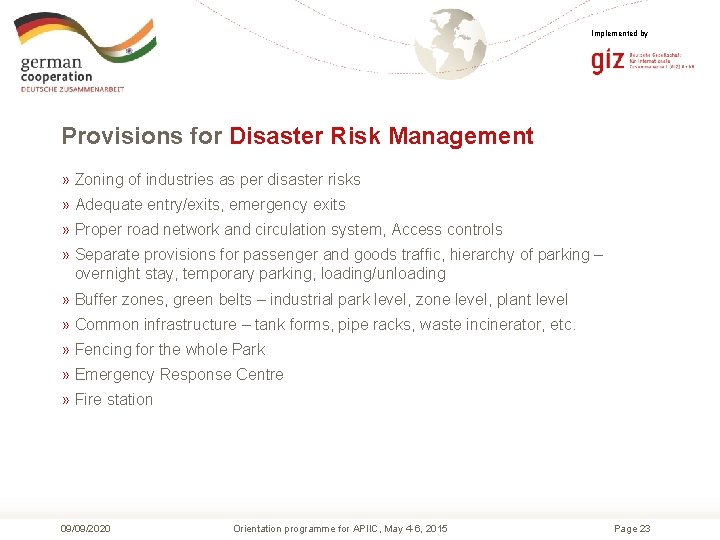 Implemented by Provisions for Disaster Risk Management » Zoning of industries as per disaster