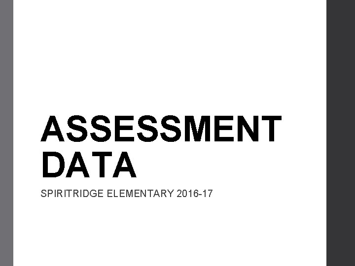 ASSESSMENT DATA SPIRITRIDGE ELEMENTARY 2016 -17 