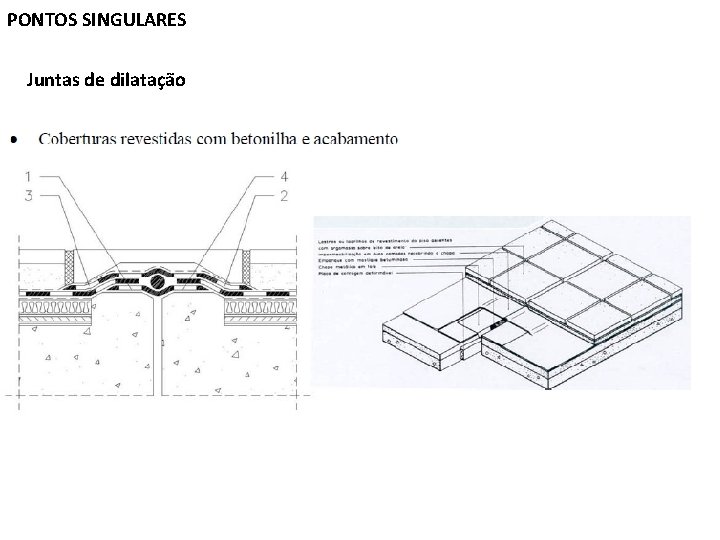 PONTOS SINGULARES Juntas de dilatação 