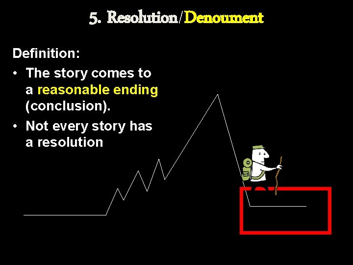 5. Resolution/Denoument Definition: • The story comes to a reasonable ending (conclusion). • Not