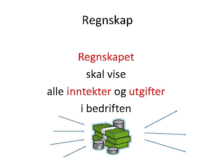 Regnskapet skal vise alle inntekter og utgifter i bedriften 