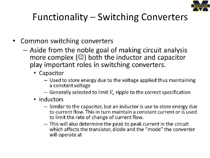 Functionality – Switching Converters • 