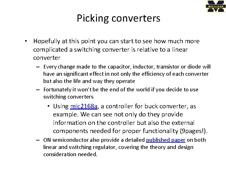 Picking converters • Hopefully at this point you can start to see how much