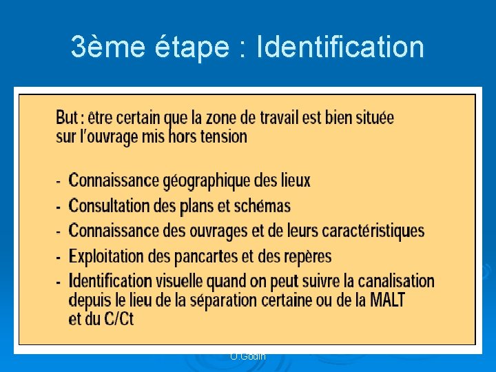 3ème étape : Identification O. Godin 