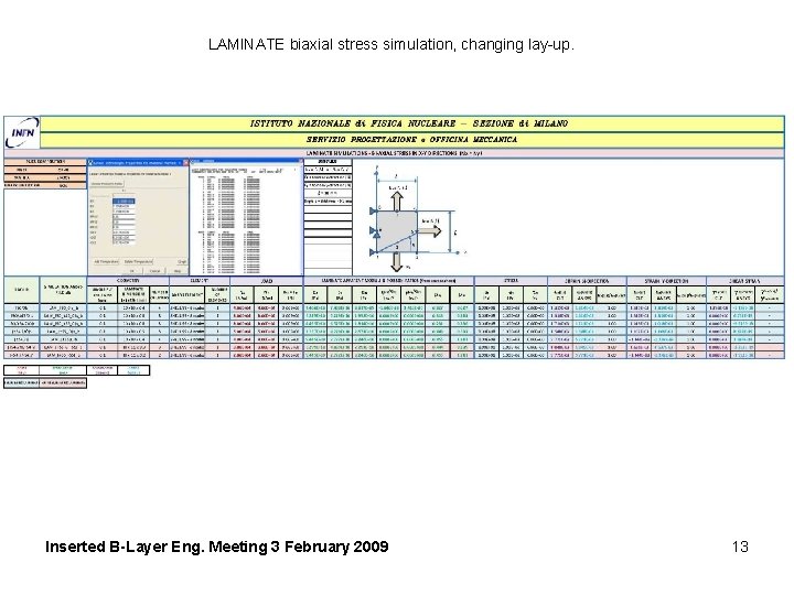 LAMINATE biaxial stress simulation, changing lay-up. Inserted B-Layer Eng. Meeting 3 February 2009 13