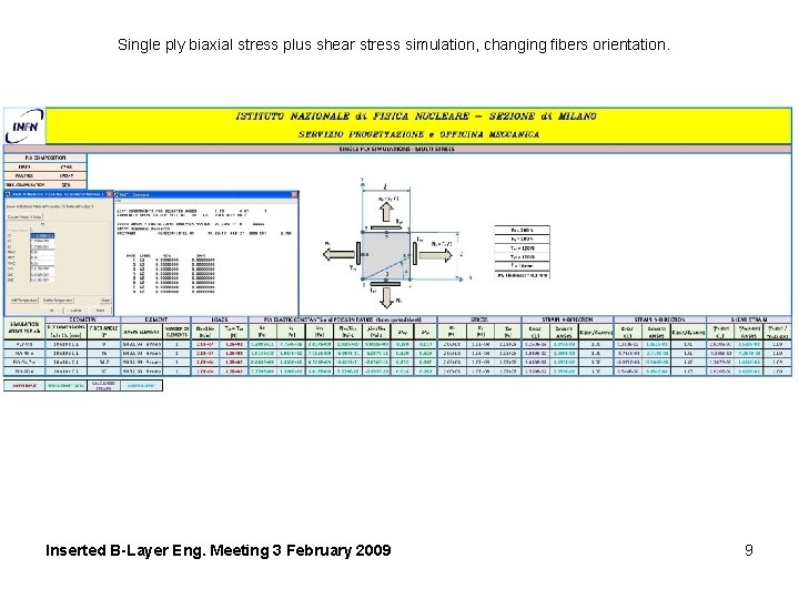 Single ply biaxial stress plus shear stress simulation, changing fibers orientation. Inserted B-Layer Eng.