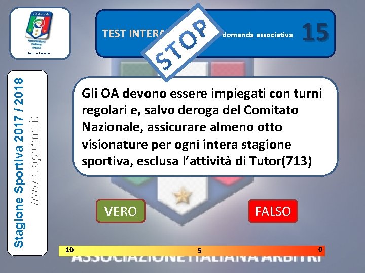 TEST INTERATTIVI domanda associativa 15 Stagione Sportiva 2017 / 2018 www. aiaparma. it Settore