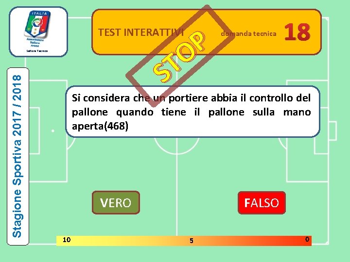 TEST INTERATTIVI P O T S Stagione Sportiva 2017 / 2018 Settore Tecnico domanda