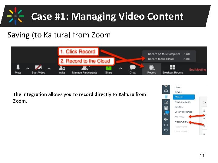 Case #1: Managing Video Content Saving (to Kaltura) from Zoom The integration allows you