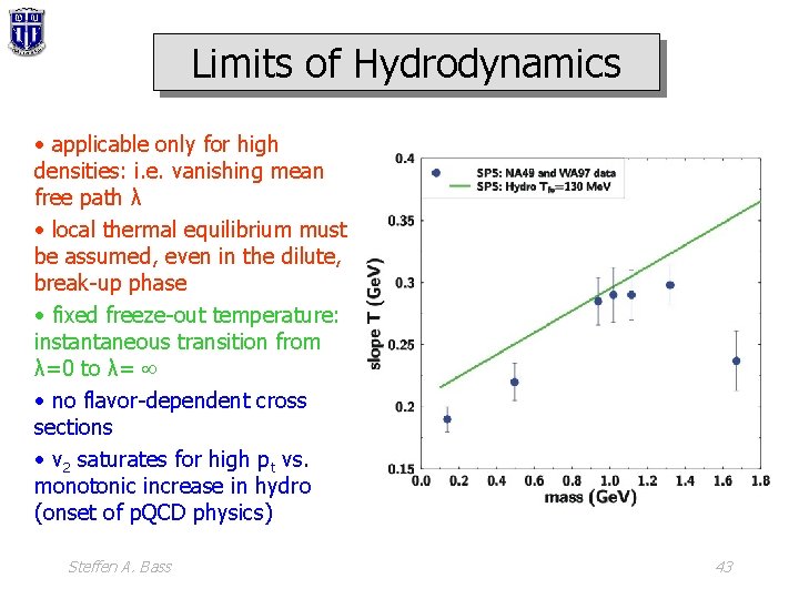 Limits of Hydrodynamics • applicable only for high densities: i. e. vanishing mean free
