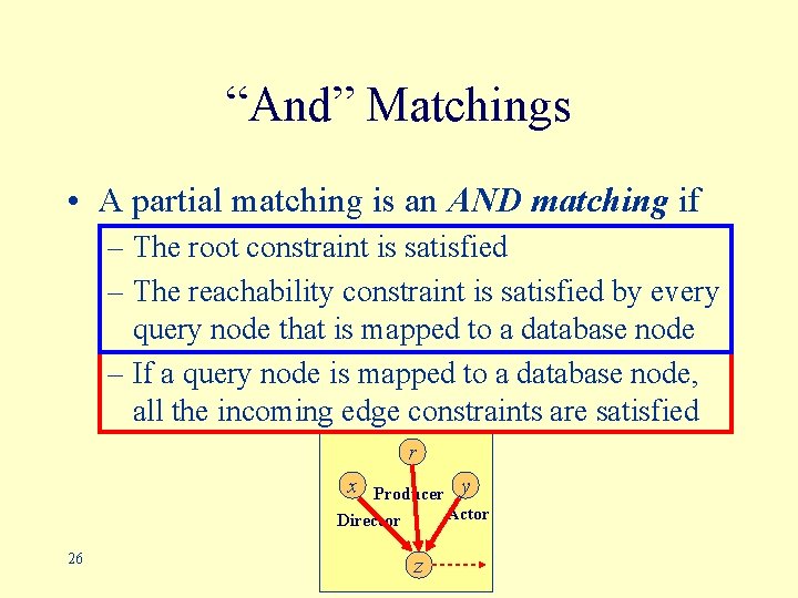 “And” Matchings • A partial matching is an AND matching if – The root