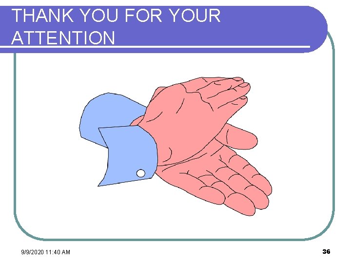 THANK YOU FOR YOUR ATTENTION 9/9/2020 11: 40 AM 36 