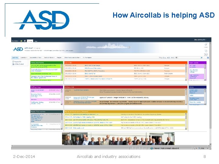 How Aircollab is helping ASD 2 -Dec-2014 Aircollab and industry associations 8 