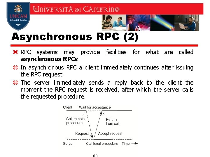 Asynchronous RPC (2) z RPC systems may provide facilities for what are called asynchronous