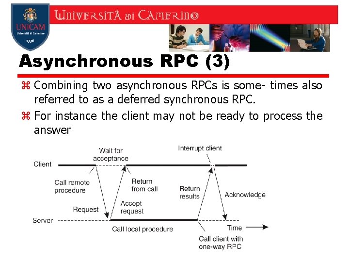 Asynchronous RPC (3) z Combining two asynchronous RPCs is some- times also referred to
