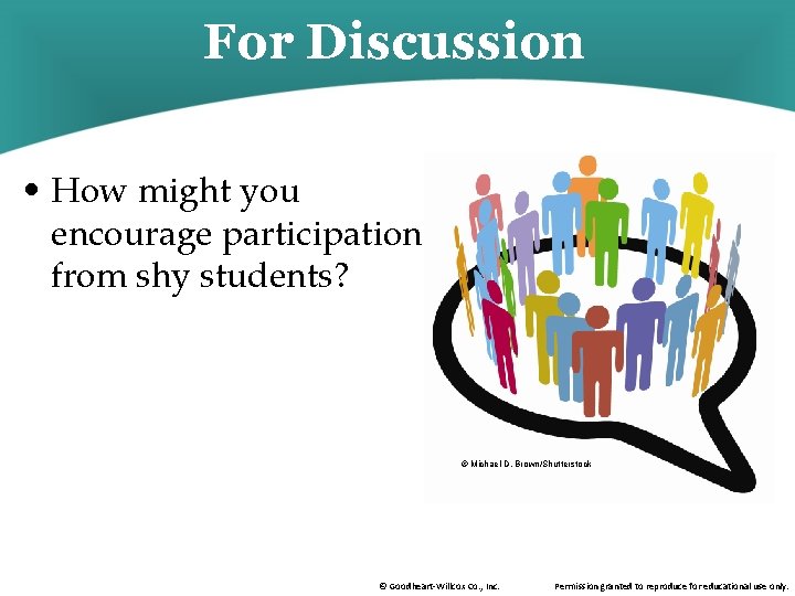 For Discussion • How might you encourage participation from shy students? © Michael D.