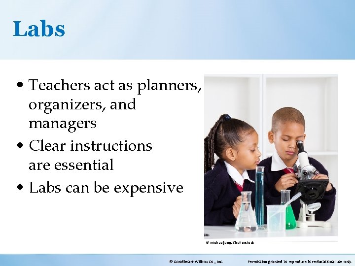 Labs • Teachers act as planners, organizers, and managers • Clear instructions are essential