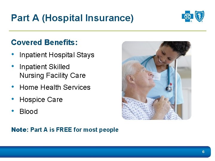 Part A (Hospital Insurance) Covered Benefits: • Inpatient Hospital Stays • Inpatient Skilled Nursing