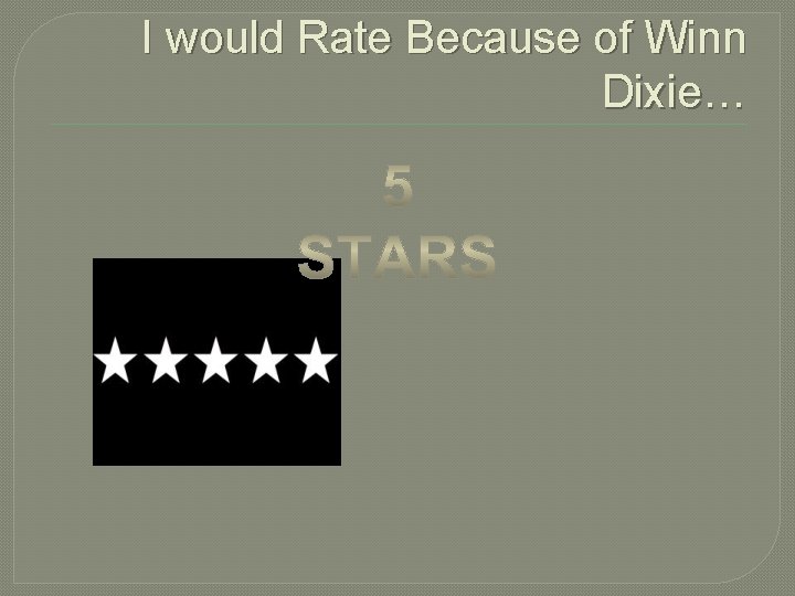 I would Rate Because of Winn Dixie… 