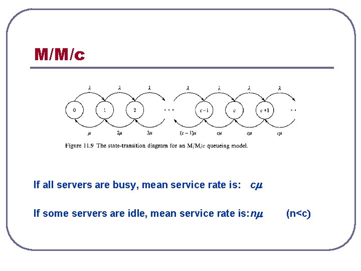 M/M/c If all servers are busy, mean service rate is: c If some servers