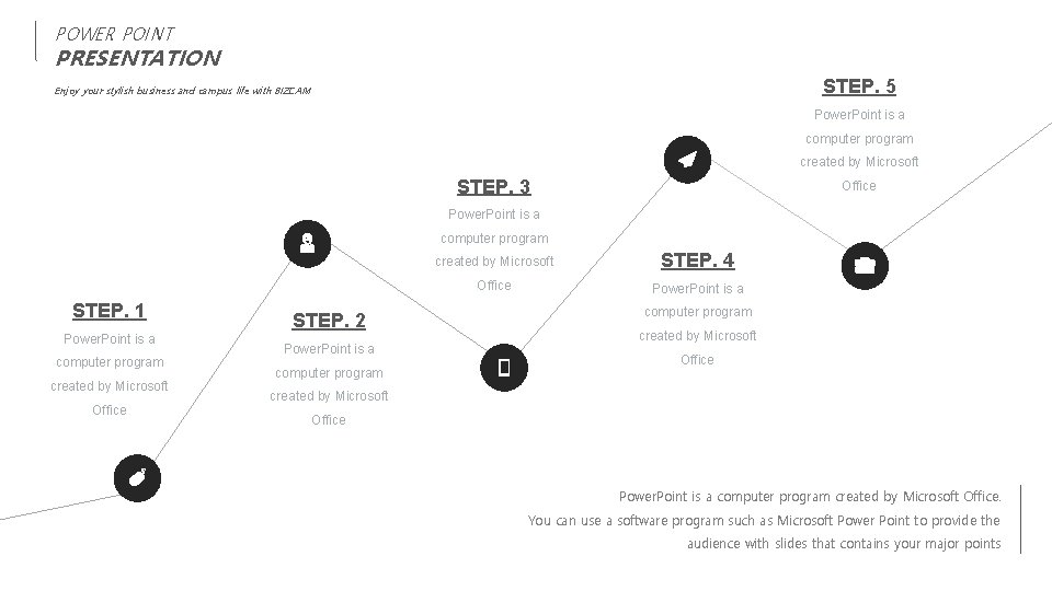 POWER POINT PRESENTATION STEP. 5 Enjoy your stylish business and campus life with BIZCAM