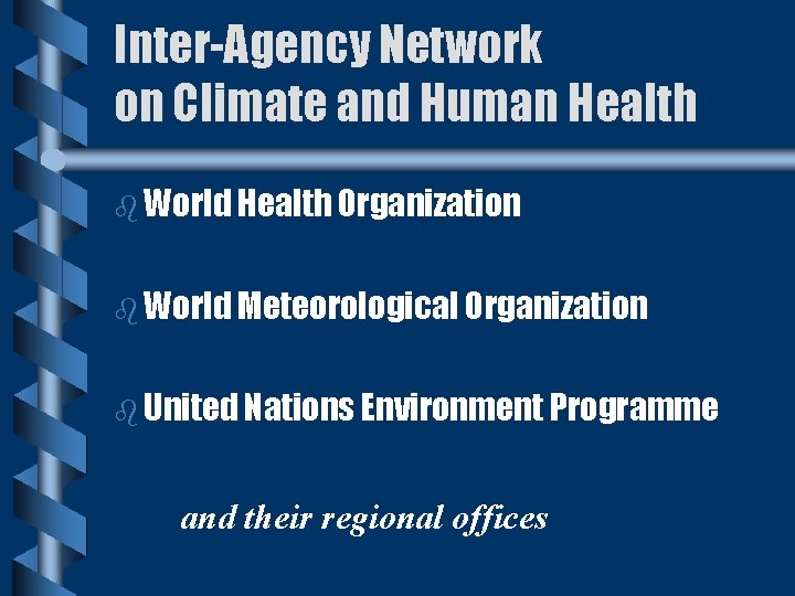 Inter-Agency Network on Climate and Human Health b World Health Organization b World Meteorological