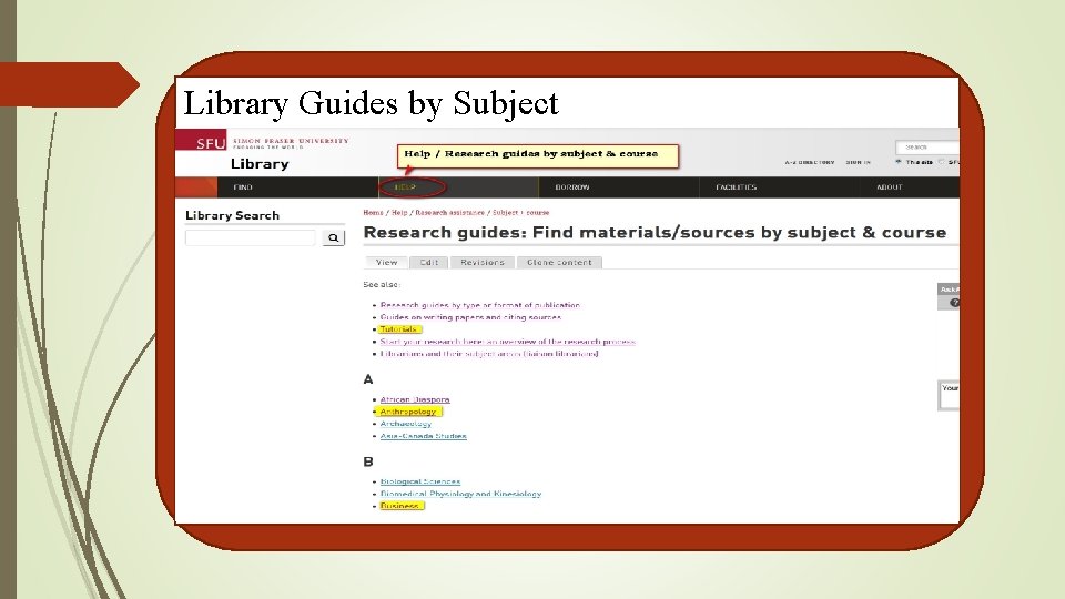 Library Guides by Subject 