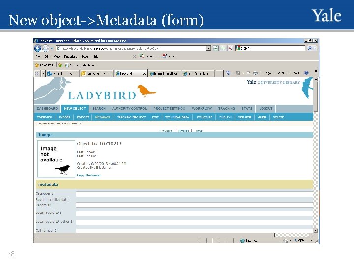 New object->Metadata (form) 18 