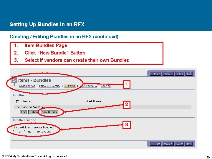 Setting Up Bundles in an RFX Creating / Editing Bundles in an RFX (continued)