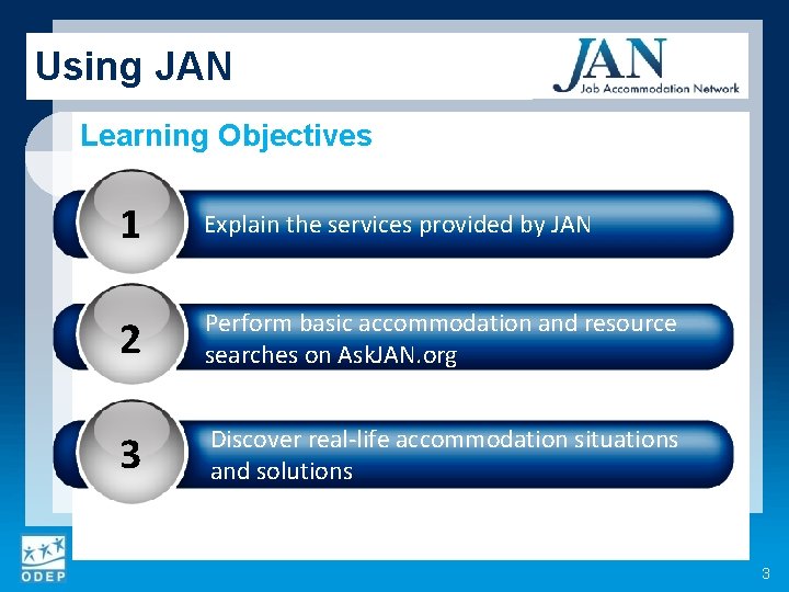 Using JAN Learning Objectives 1 Explain the services provided by JAN 2 Performthe basic