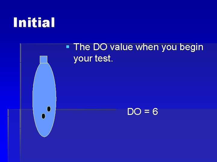 Initial § The DO value when you begin your test. DO = 6 