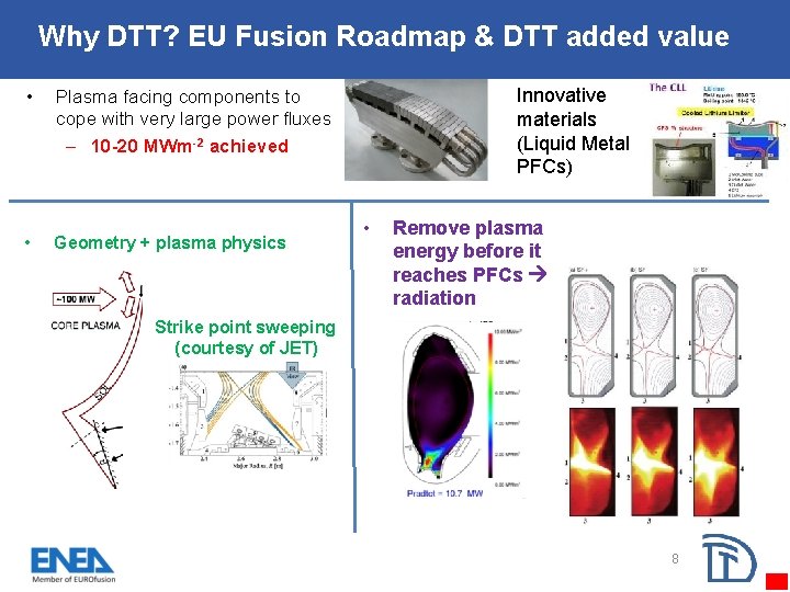 Why DTT? EU Fusion Roadmap & DTT added value • Plasma facing components to