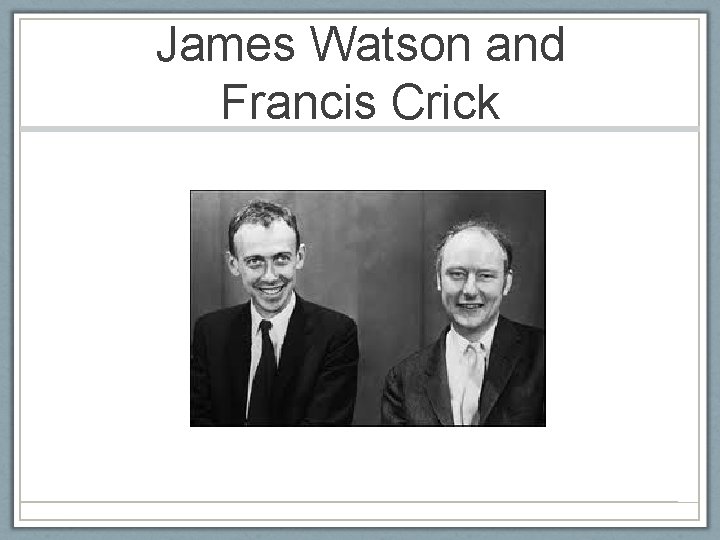 James Watson and Francis Crick 