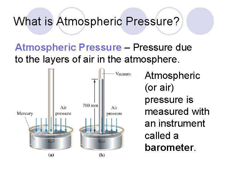 What is Atmospheric Pressure? Atmospheric Pressure – Pressure due to the layers of air
