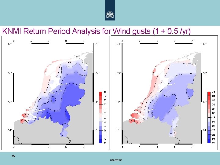 KNMI Return Period Analysis for Wind gusts (1 + 0. 5 /yr) 15 9/9/2020