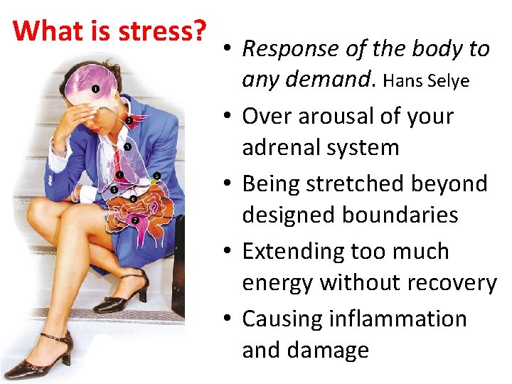 What is stress? • Response of the body to any demand. Hans Selye •
