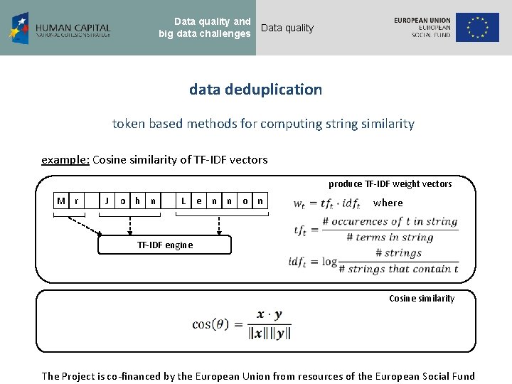 Data quality and big data challenges Data quality data deduplication token based methods for