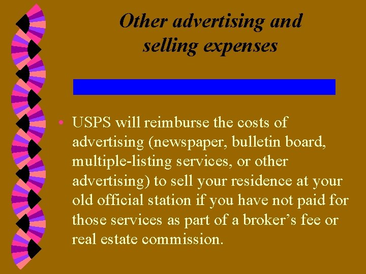 Other advertising and selling expenses • USPS will reimburse the costs of advertising (newspaper,