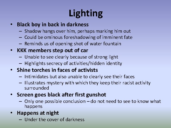 Lighting • Black boy in back in darkness – Shadow hangs over him, perhaps